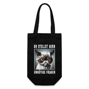 Du stellst gern unnötige Fragen - Geschenkbeutel für Flaschen - Schwarz - Vorne