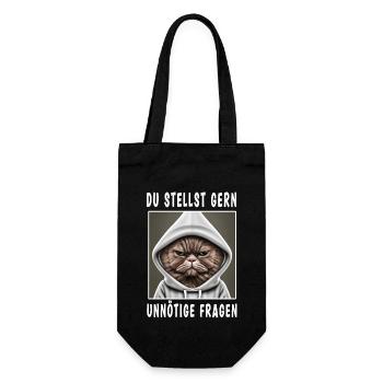 Du stellst gern unnötige Fragen - Geschenkbeutel für Flaschen - Schwarz - Vorne