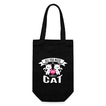 All you need is love and a cat - Geschenkbeutel für Flaschen - Schwarz - Vorne
