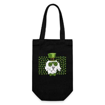 Leprechaun Golden Retriever Clover St. Patrick's - Gift Bag for Bottles - black - Front