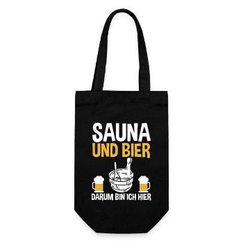 Wellness Bier Saunieren Sauna - Geschenkbeutel für Flaschen - Schwarz - Vorne