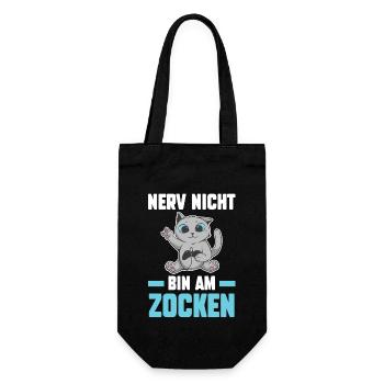 Nerv Nicht Bin Am Zocken Gamer Katze Gaming - Geschenkbeutel für Flaschen - Schwarz - Vorne