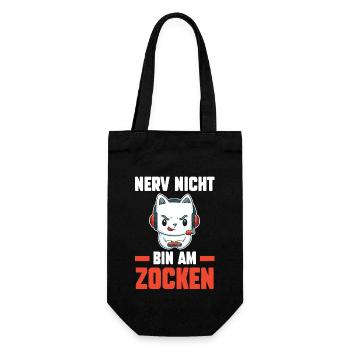 Nerv Nicht Bin Am Zocken Gamer Katze Gaming - Geschenkbeutel für Flaschen - Schwarz - Vorne