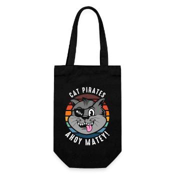 Cat Pirates Ahoy Matey! - Geschenkbeutel für Flaschen - Schwarz - Vorne