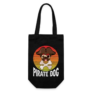 Mops Pirate Dog - Geschenkbeutel für Flaschen - Schwarz - Vorne