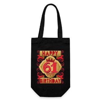 61. Geburtstag 61 Jahre alt Spruch, Vintage-Design - Geschenkbeutel für Flaschen - Schwarz - Vorne