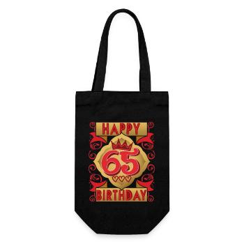 65th birthday 65 years old saying, vintage design - Gift Bag for Bottles - black - Front