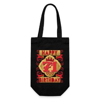 71. Geburtstag 71 Jahre alt Spruch, Vintage-Design - Geschenkbeutel für Flaschen - Schwarz - Vorne