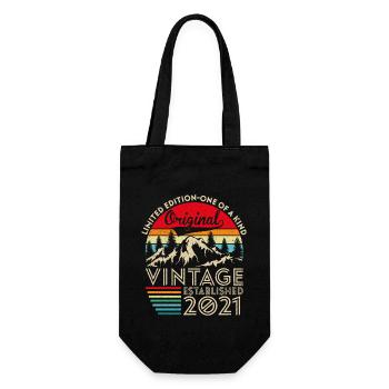 Ursprünglicher Jahrgang im Jubiläumsjahr 2021 - Geschenkbeutel für Flaschen - Schwarz - Vorne