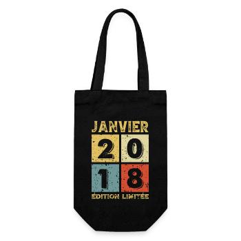 Vintage Geburtstag Geschenkidee Januar 2018 - Geschenkbeutel für Flaschen - Schwarz - Vorne