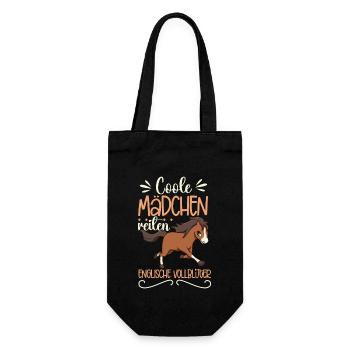 Coole Mädchen reiten Englisches Vollblut - Geschenkbeutel für Flaschen - Schwarz - Vorne