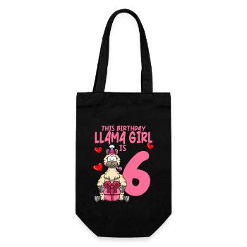 Llama Birthday 6th Birthday Party Alpaca Girl - Gift Bag for Bottles - black - Front