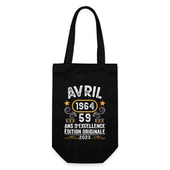 Anniversaire Vintage Idée Cadeau Avril 1964 59 - Sac à bouteille - noir - Devant