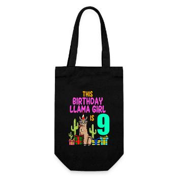 Llama Girl 9th Birthday Party Alpaca - Gift Bag for Bottles - black - Front