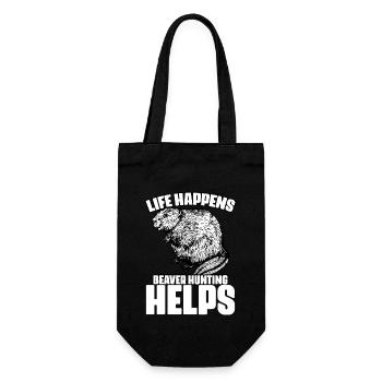 Life Happens Funny Beaver Hunting Season For - Gift Bag for Bottles - black - Front