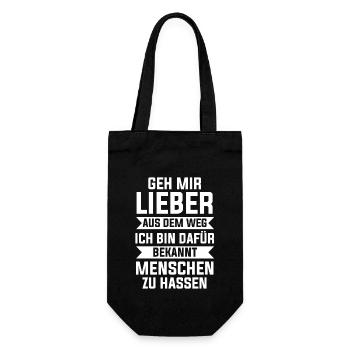 Geh Mir Lieber Aus Dem Weg Ich Hasse Menschen - Geschenkbeutel für Flaschen - Schwarz - Vorne