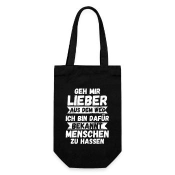 Geh Mir Lieber Aus Dem Weg Ich Hasse Menschen - Geschenkbeutel für Flaschen - Schwarz - Vorne
