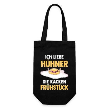 Ich Liebe Hühner Die Kacken Frühstück - Geschenkbeutel für Flaschen - Schwarz - Vorne