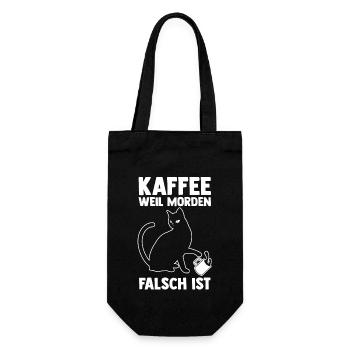 Coffee because murder is wrong Cat - Gift Bag for Bottles - black - Front
