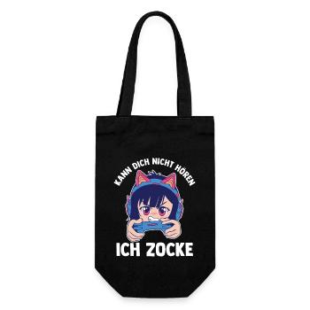 Kann Dich Nicht Hören Ich Zocke Gaming Gamerin - Geschenkbeutel für Flaschen - Schwarz - Vorne