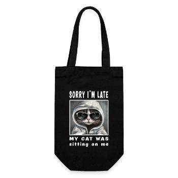 Sorry i'm late my cat was sitting on me - Geschenkbeutel für Flaschen - Schwarz - Vorne