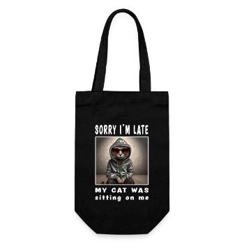 Sorry i'm late my cat was sitting on me - Geschenkbeutel für Flaschen - Schwarz - Vorne