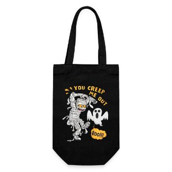 Comic Mumie, Halloween Mumie, Gespenst Spruch - Geschenkbeutel für Flaschen - Schwarz - Vorne