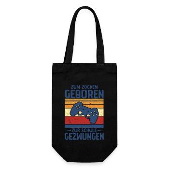 Zum Zocken Geboren Zur Schule Gezwungen - Geschenkbeutel für Flaschen - Schwarz - Vorne