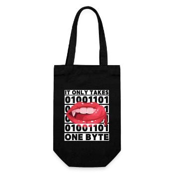 Bit Bytes Binary Computer Nerd, Vampire, Saying, Pun - Gift Bag for Bottles - black - Front