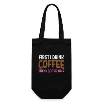 Friseurin Kaffee Hairstylist - Geschenkbeutel für Flaschen - Schwarz - Vorne