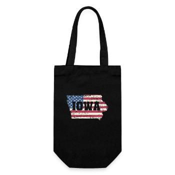 Iowa USA Flagge in Karte USA Amerika - Geschenkbeutel für Flaschen - Schwarz - Vorne