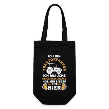 Landwirt Bier Bauer Landwirtschaft Trecker Traktor - Geschenkbeutel für Flaschen - Schwarz - Vorne
