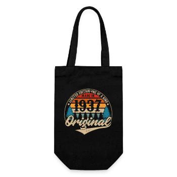 Vintage Geburtstag Geschenkidee Original 1937 - Geschenkbeutel für Flaschen - Schwarz - Vorne