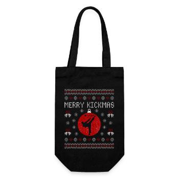 Karate Judo | Merry Kickmas - Geschenkbeutel für Flaschen - Schwarz - Vorne