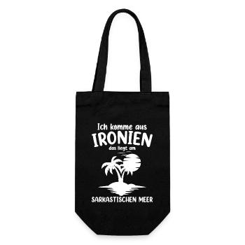 Ich Komme Aus Ironien - Geschenkbeutel für Flaschen - Schwarz - Vorne