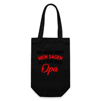Ich Muss Nicht Nein Sagen Ich Bin Der Opa - Geschenkbeutel für Flaschen - Schwarz - Vorne