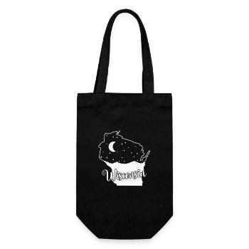 Wisconsin skyline in map outline USA - Gift Bag for Bottles - black - Front