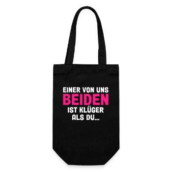 Einer Von Uns Beiden Ist Klüger Als Du - Geschenkbeutel für Flaschen - Schwarz - Vorne