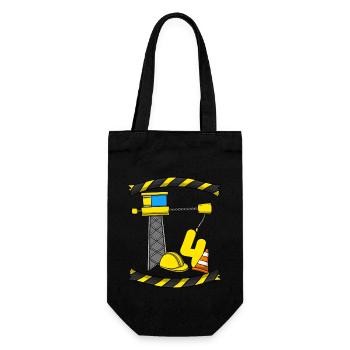 Construction Birthday Crane Worker 4th Birthday - Gift Bag for Bottles - black - Front