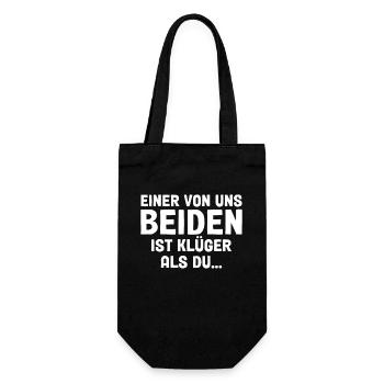 Einer Von Uns Beiden Ist Klüger Als Du - Geschenkbeutel für Flaschen - Schwarz - Vorne
