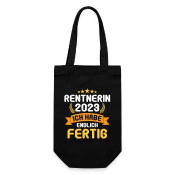 Rente 2023 Ruhestand Abschied Rentnerin 2023 - Geschenkbeutel für Flaschen - Schwarz - Vorne