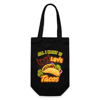 All-I-Want, Love-and-Tacos, Taco-Saying Mexico - Gift Bag for Bottles - black - Front