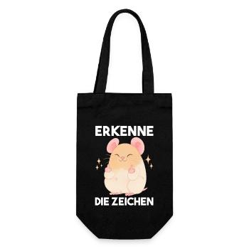 Erkenne Die Zeichen Hamster - Geschenkbeutel für Flaschen - Schwarz - Vorne