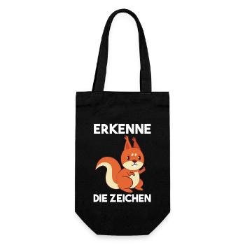Erkenne Die Zeichen Eichhörnchen - Geschenkbeutel für Flaschen - Schwarz - Vorne