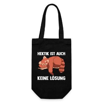 Hektik Ist Auch Keine Lösung Roter Panda - Geschenkbeutel für Flaschen - Schwarz - Vorne