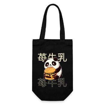 Cute Kawaii Panda, The Burger Anime Manga Otaku - Gift Bag for Bottles - black - Front