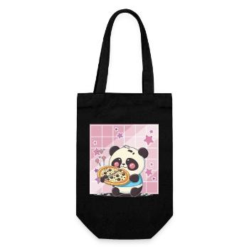 Süßer Kawaii Panda, Der Pizza Isst Anime Manga - Geschenkbeutel für Flaschen - Schwarz - Vorne