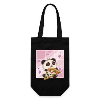 Süßer Kawaii Panda, Der Pizza Isst Anime Manga - Geschenkbeutel für Flaschen - Schwarz - Vorne