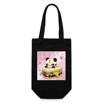 Netter Kawaii Panda, Der Sandwich Anime Manga - Geschenkbeutel für Flaschen - Schwarz - Vorne