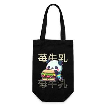 Netter Kawaii Panda, Der Sandwich Anime Manga - Geschenkbeutel für Flaschen - Schwarz - Vorne